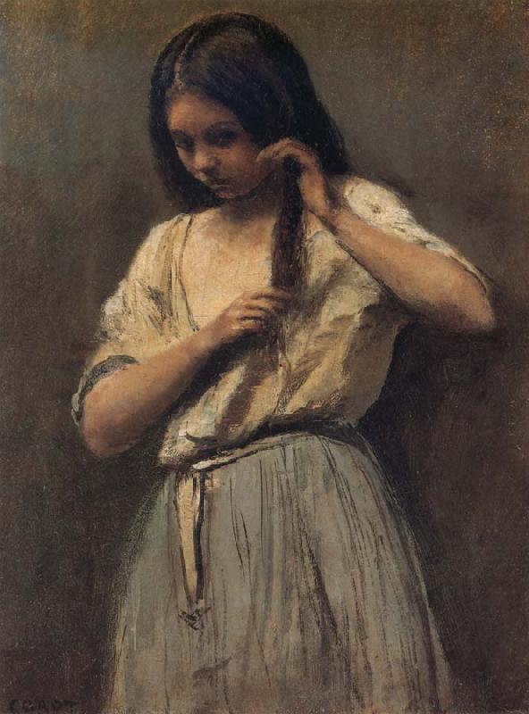 Corot Camille Girl Peninandose oil painting picture